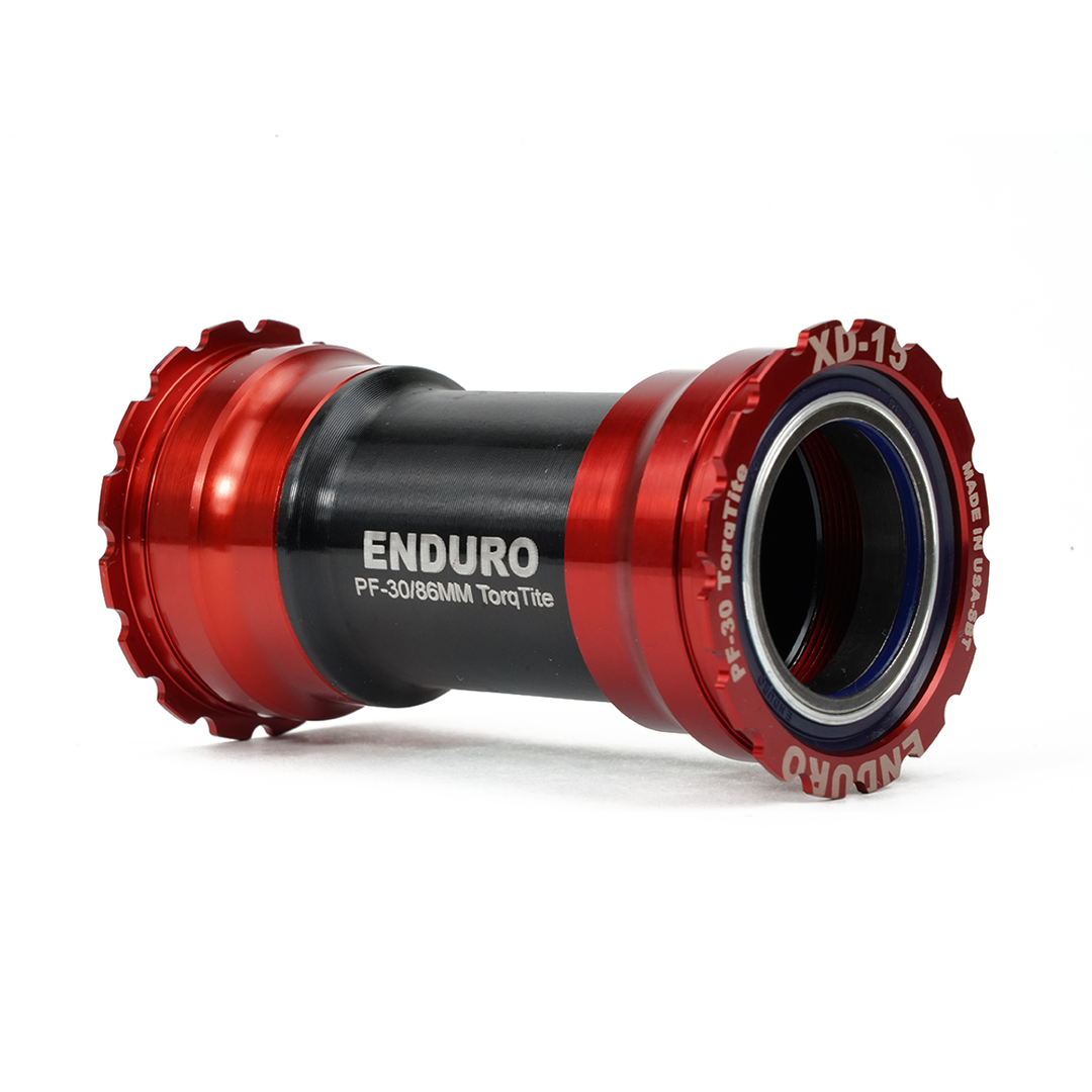 Enduro Components & Spares BKC-0690 | Torqtite Bottom Bracket for BB386 Framesets and 30mm Cranksets (Spindle length 104mm or longer) XD15 Corsa | Angular Contact Red SKU: BKC-0690 Barcode: 810191010265