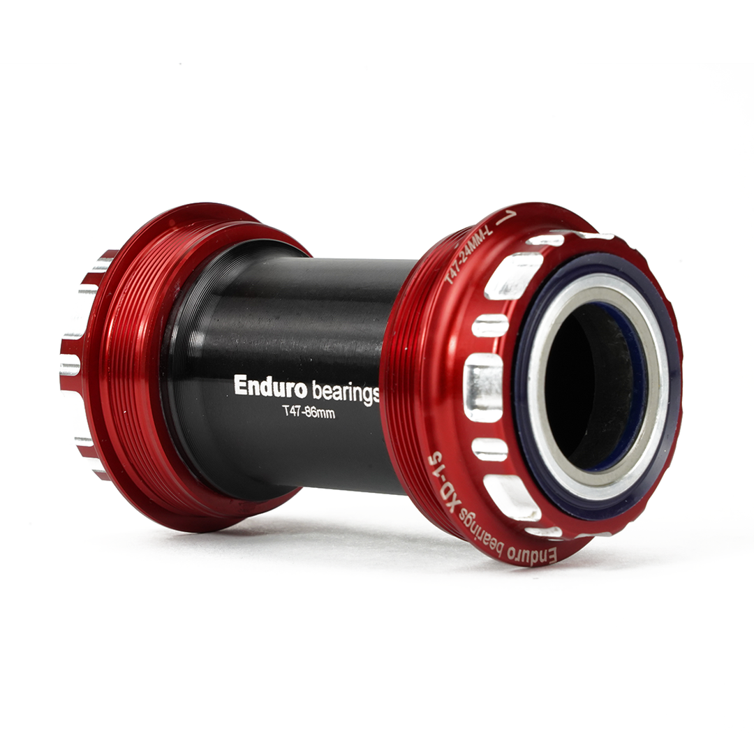Enduro Components & Spares BKC-0740 | T47 External Threaded Bottom Bracket for T47 Framesets and Shimano 24mm Cranksets XD15 Corsa | Angular Contact Red SKU: BKC-0740 Barcode: 810191014171