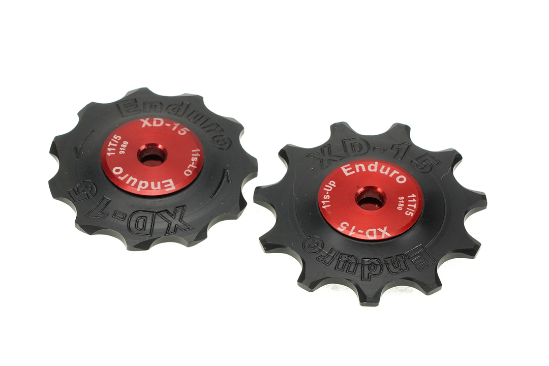 Enduro Components & Spares BKCJ-0340 | 11 Tooth Derailleur Pulleys for 11 Speed Shimano Dura Ace (9000 Series) and Ultegra (8000 Series) Derailleurs (5mm Bolt Hole) XD15 Red SKU: BKCJ-0340 Barcode: 811780025516