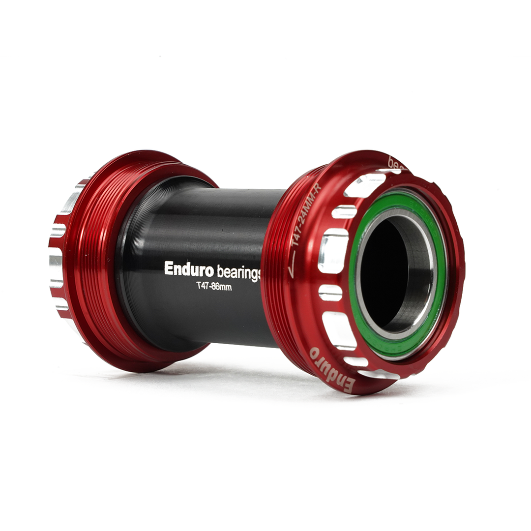Enduro Components & Spares BKS-0230 | T47 External Threaded Bottom Bracket for T47 Framesets and Shimano 24mm Cranksets 440C Stainless Steel | Angular Contact Red SKU: BKS-0230 Barcode: 811780022089
