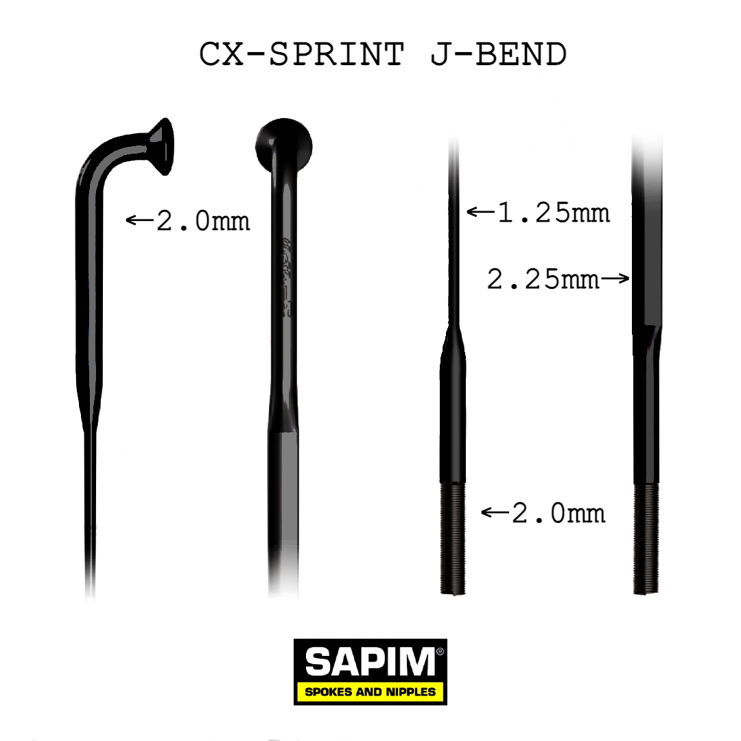 Sapim CX Sprint Bladed J-Bend Spoke | Black | 254mm | 254mm | Black | Select Option:SKU: GICT1425400ZOIZD | Bicycle Components & Spares, Hubs & Wheel Parts, Sapim, Spares, Spokes & Nipples