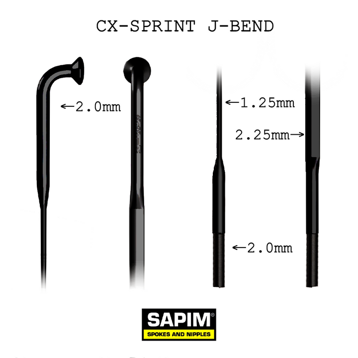 Sapim CX Sprint Bladed J-Bend Spoke | Black | 254mm | 254mm | Black | Select Option:SKU: GICT1425400ZOIZD | Bicycle Components & Spares, Hubs & Wheel Parts, Sapim, Spares, Spokes & Nipples