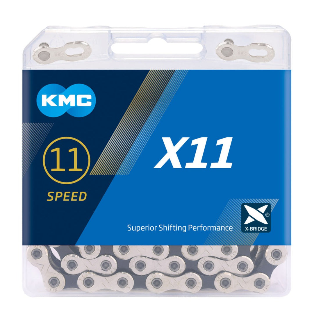 KMC Components & Spares X11 11-Speed Chain | 118 Links | Boxed Silver / Black  SKU: CHAIN_X11-SB Barcode: CHAIN_X11