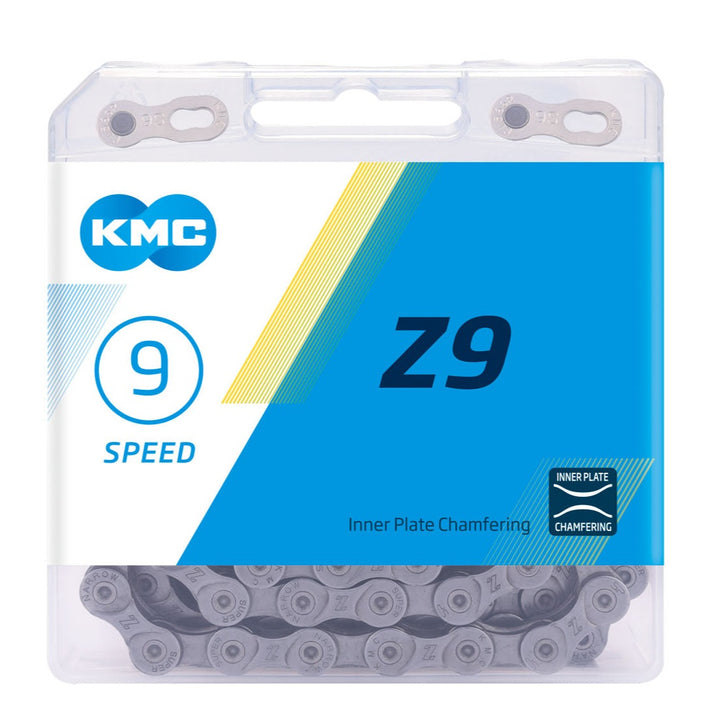 KMC Components & Spares Z9 9-Speed Chain | 116 Links | Boxed Grey / Grey  SKU: CHAIN_Z9 Barcode: CHAIN_Z9